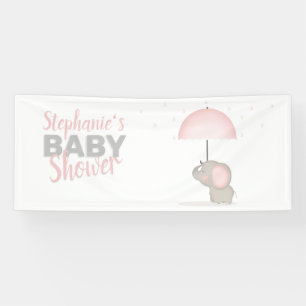 Banderoles Baby shower rose éléphant bébé