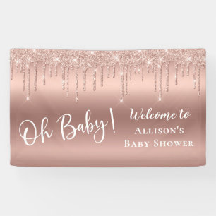 Banderoles Baby shower Rose Gold Parties scintillant Bienvenu