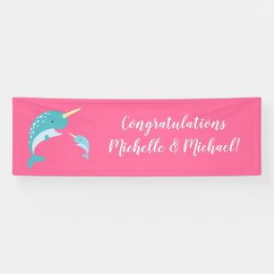 Banderoles Baby shower rose Narwhal