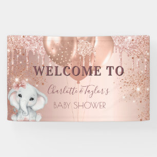 Banderoles Baby shower rose or éléphant fille ballons