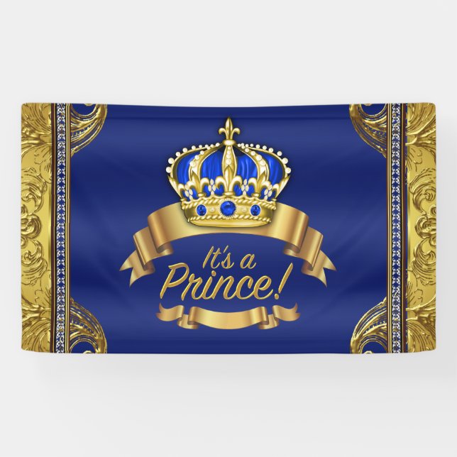 Banderoles Baby shower Royal Blue Gold (Horizontal)