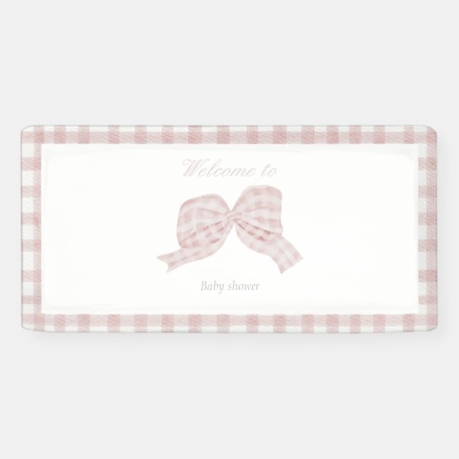Banderoles Baby shower ruban à arc rose mou (Horizontal)