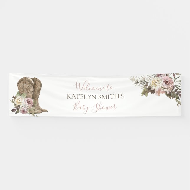 Banderoles Baby shower rustique du pays Cowgirl (Horizontal)