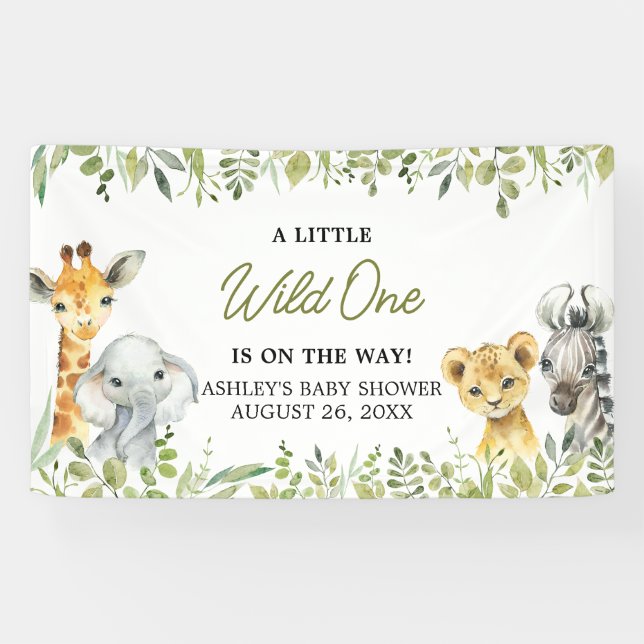 Banderoles Baby shower Safari Wild One Jungle (Horizontal)