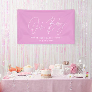 Banderoles Baby shower script moderne cerise rose élégant