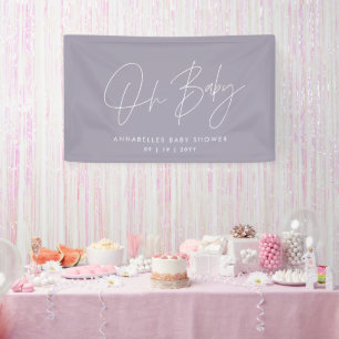 Banderoles Baby shower script moderne lilas violet élégant