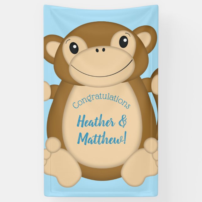 Banderoles Baby shower singe bleu (Vertical)