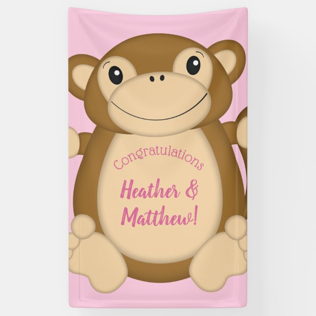 Banderoles Baby shower singe rose (Vertical)