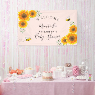Banderoles Baby shower tournesol fille rose maman à être rust