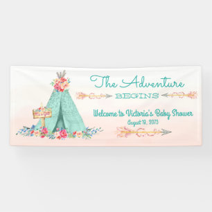 Banderoles Baby shower tribal de TeePee de Boho de filles