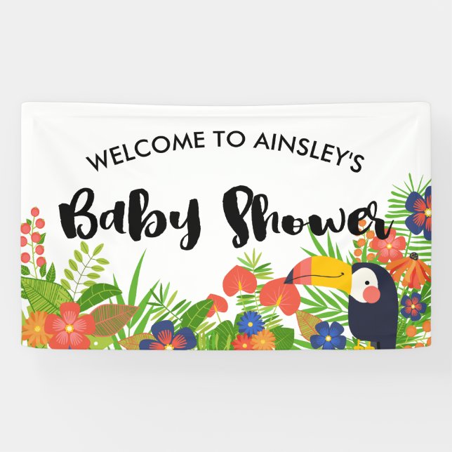 Banderoles Baby shower tropical de toucan (Horizontal)