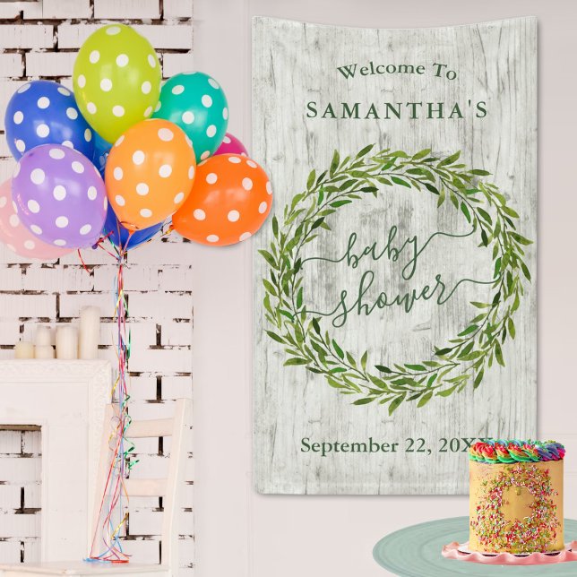 Banderoles Baby shower verdoyant Laurel tendance Wreath Welco (Créateur téléchargé)