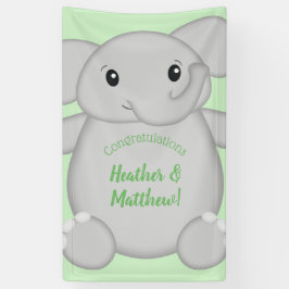 Banderoles Baby shower vert éléphant
