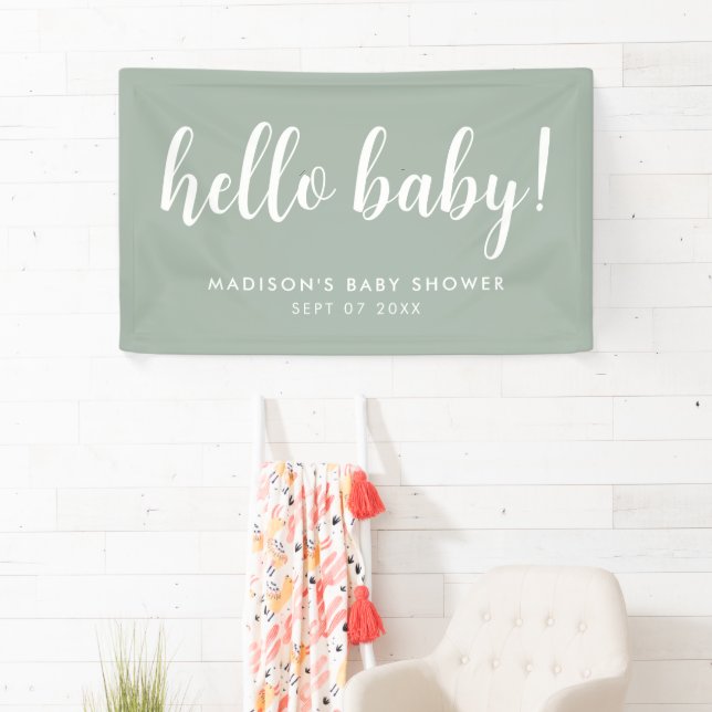Banderoles Baby shower vert moderne élégant (En situation)