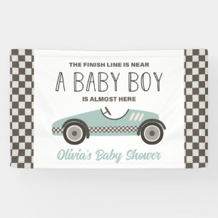 Banderoles Baby Shower Voiture de Course Bleue