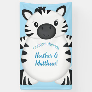 Banderoles Baby shower Zebra bleu