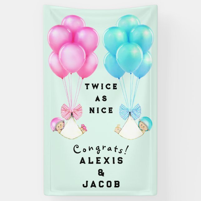 Banderoles Baby showers jumeaux (Vertical)