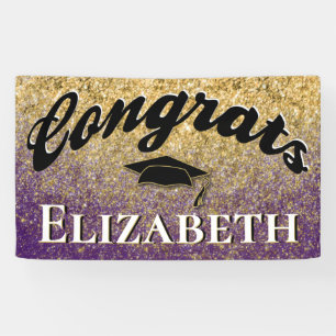 Banderoles Bac de diplôme Girly Gold Purple