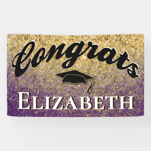 Banderoles Bac de diplôme Girly Gold Purple (Horizontal)