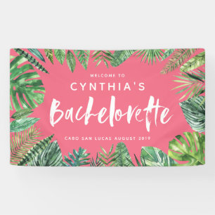 Banderoles Bachelorette tropical de palmette et de manuscrit