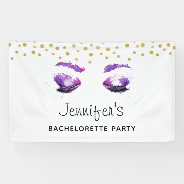 Banderoles Bachelorte d'aquarelle aux yeux violets glamour (Horizontal)