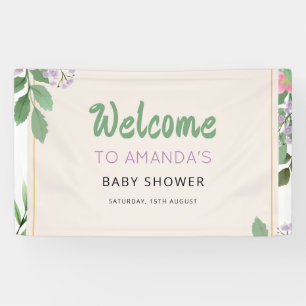 Banderoles Baisers à papillon Baby shower de fleurs violettes