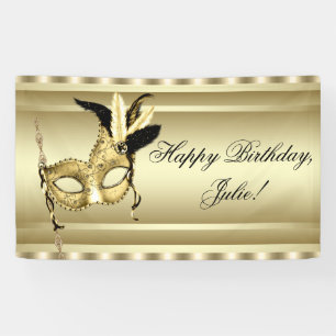 Banderoles Bal de masques en or noir