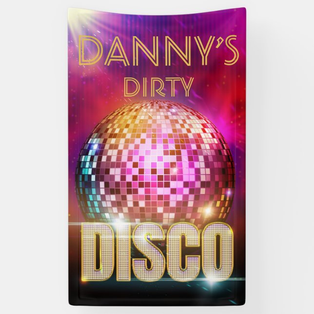 Banderoles Bal Disco Glitzy| Gold & Neon Colour Retro Party (Vertical)