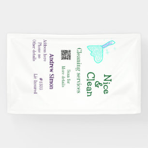 Banderoles Balai nettoyant vert bleu gitter ajouter nom adres