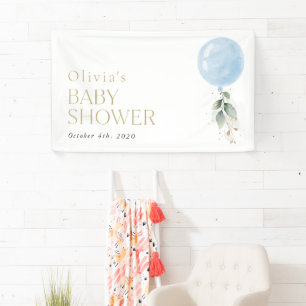 Banderoles Balcon bleu, Eucalyptus, Baby shower Bienvenue