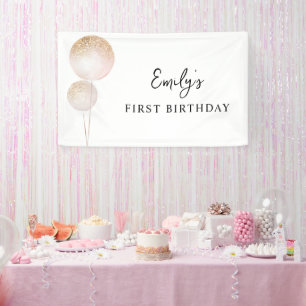 Banderoles Balcons Parties scintillant rose 1er anniversaire 