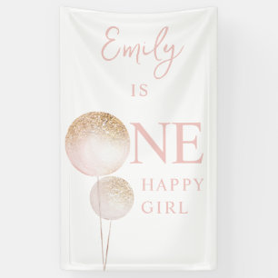 Banderoles Balcons Parties scintillant rose 1er anniversaire 