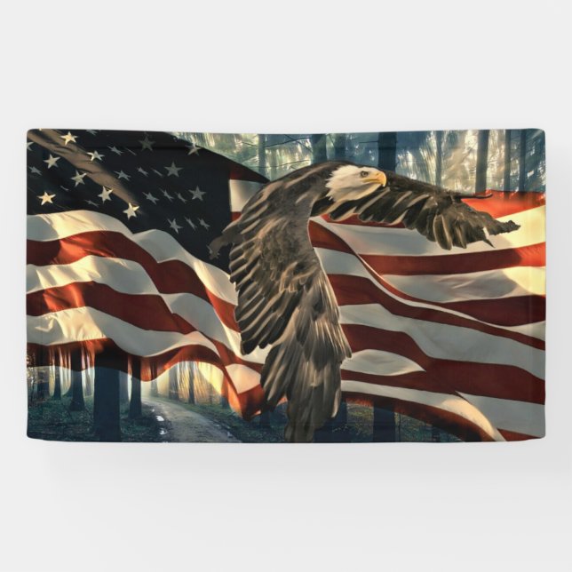 Banderoles Bald Eagle Drapeau américain Country Road (Horizontal)