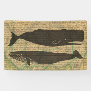 Banderoles Baleine antique Vie marine