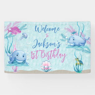 Banderoles Baleine d'un bon anniversaire
