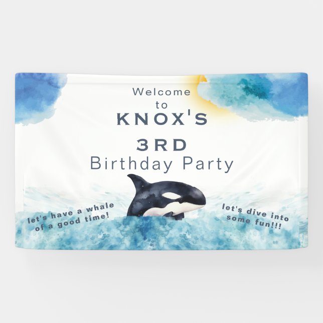 Banderoles Baleine d'un temps Orca fête d'anniversaire banniè (Horizontal)