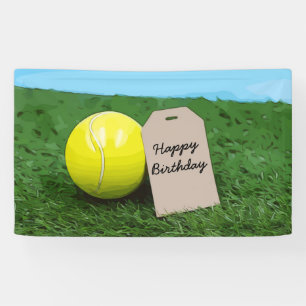 Banderoles Ball de tennis avec étiquette blanche Joyeux anni