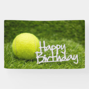 Banderoles balle de tennis avec joyeux mot d'anniversaire ver