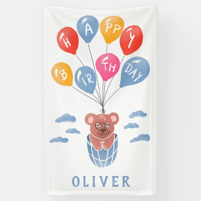 Banderoles Ballons à ours en peluche mignonne garçon fête d'a (Vertical)