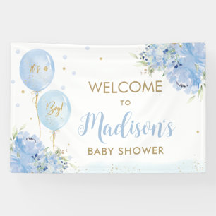 Banderoles Ballons Bleus Baby shower Floral Accueil Contexte