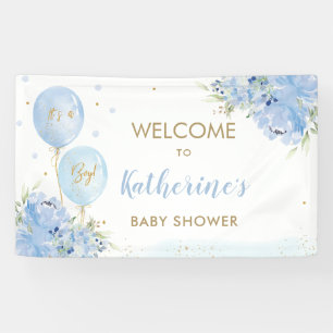 Banderoles Ballons Bleus Baby shower Floral Accueil Contexte