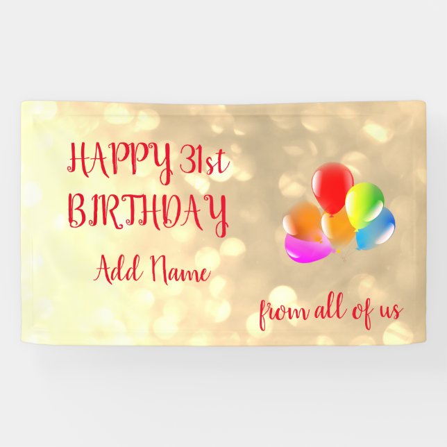 Banderoles Ballons colorés design Joyeux 31e anniversaire (Horizontal)