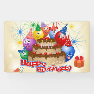 Banderoles Ballons d'anniversaire amusants et gâteau au choco