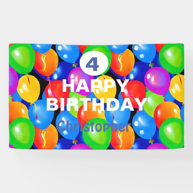 Banderoles Ballons d'anniversaire colorés (Horizontal)
