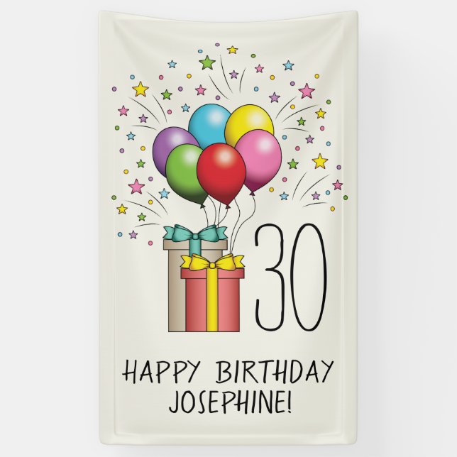 Banderoles Ballons D'Anniversaire Et Présente Avec L'Âge Et L (Vertical)