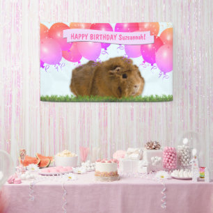 Banderoles Ballons d'anniversaire rose Ginger Guinée Pig Ba