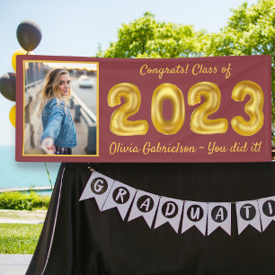 Banderoles Ballons d'or de la photo Grad 2023 Burgundy Gradua