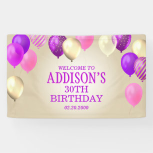 Banderoles Ballons d'or rose