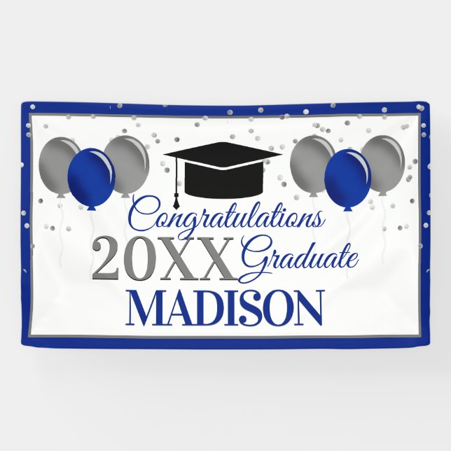 Banderoles Ballons et Félicitations Diplômé (Horizontal)