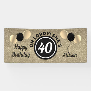 Banderoles Ballons noirs et dorés 40e anniversaire Personnal